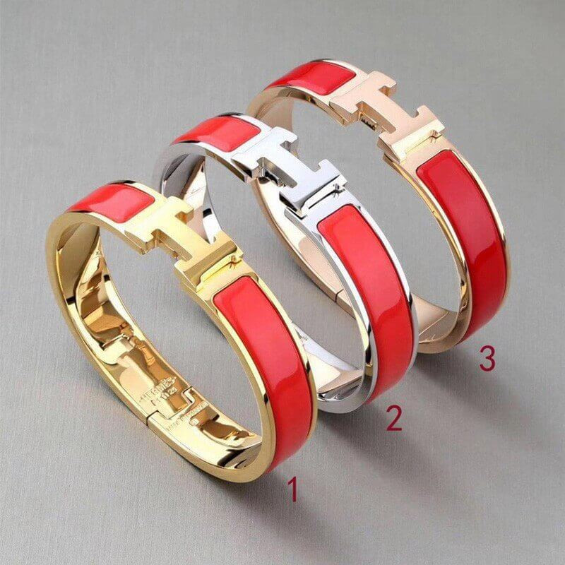 Hermes Narrow Clic H Bracelet In Red