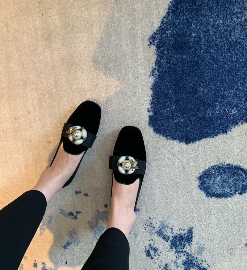 Gucci Velvet Etoile Pearl Embellished Loafers 474491