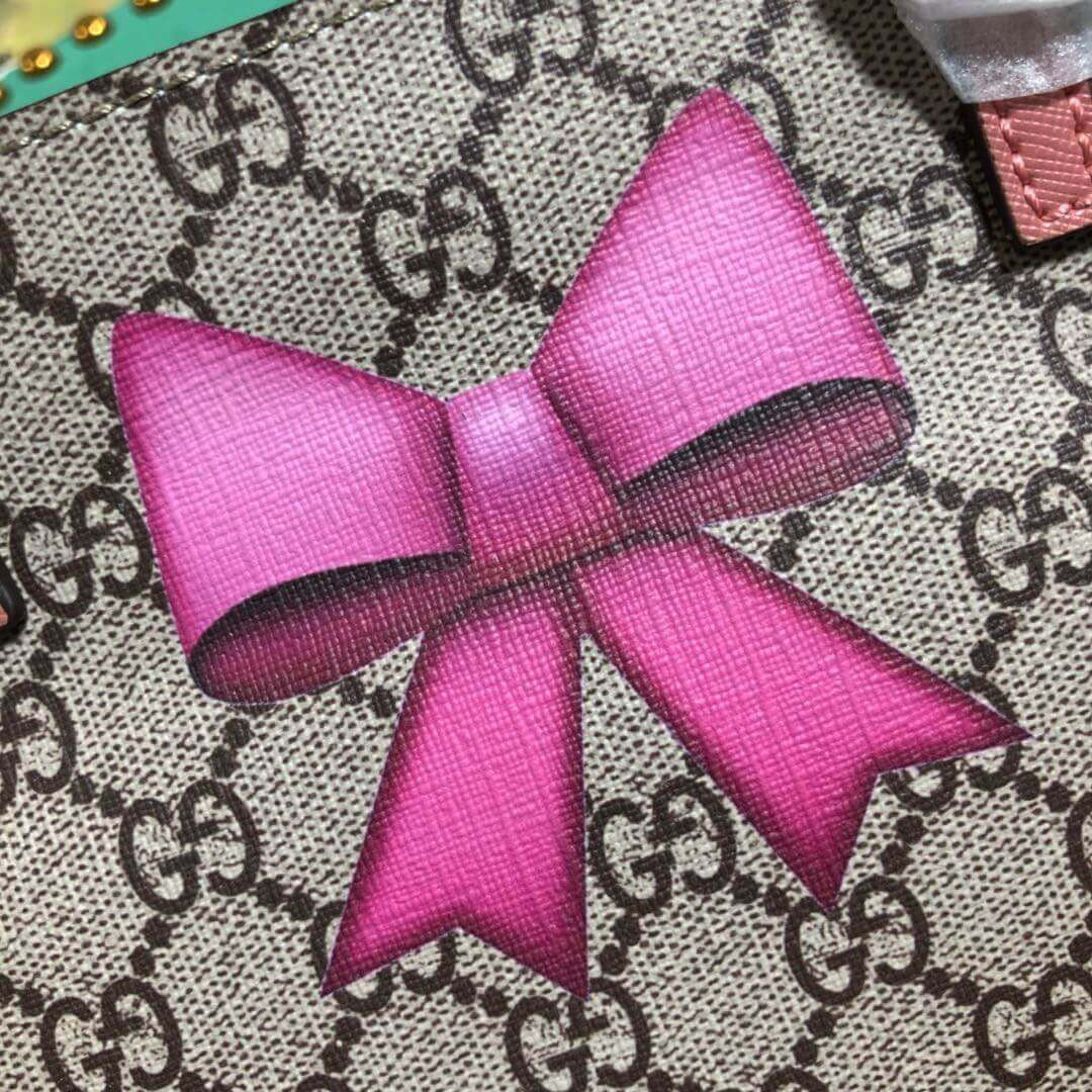 Gucci Childrens Bow Print Tote 410812 Pink