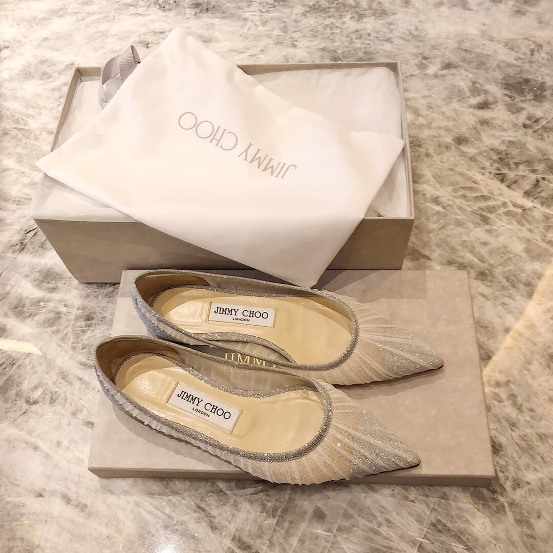 Jimmy Choo Flats Glitter Tulle Stiletto Pumps 513800