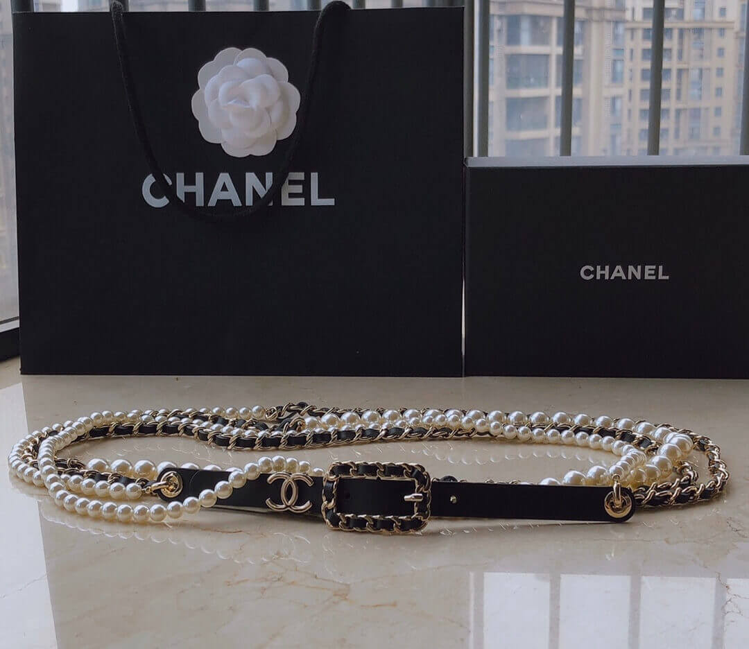 Chanel Aged Calfskin & CC Pearl Waist Chain 460973
