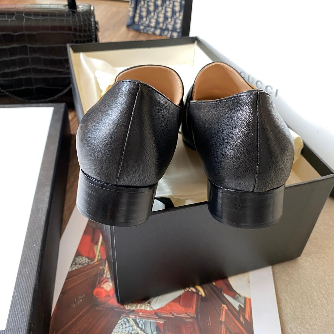 Gucci Leather Loafer with Double G 602496 Black