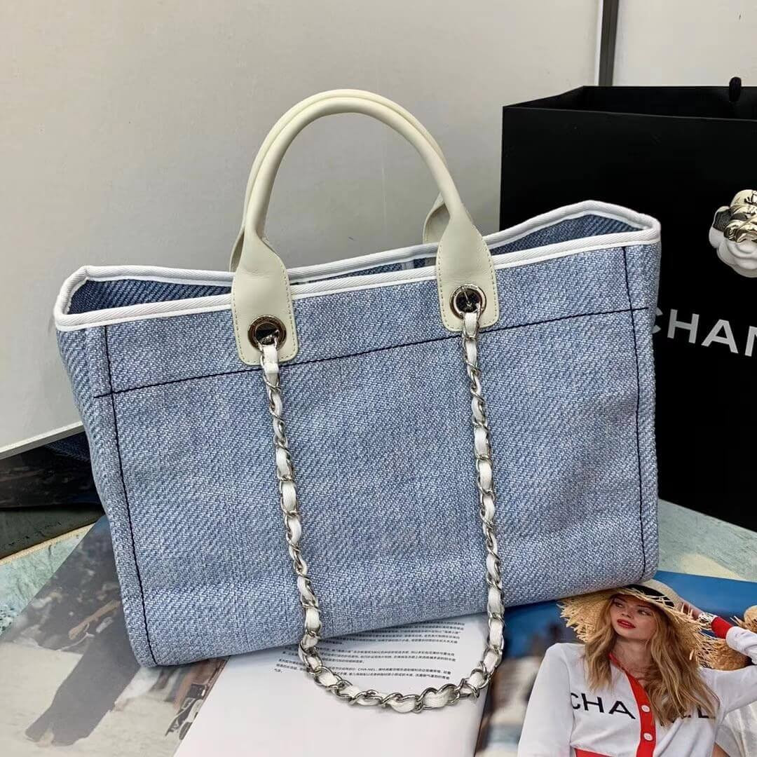 Chanel Deauville Tote 38cm Canvas Bag A66941 Light Blue