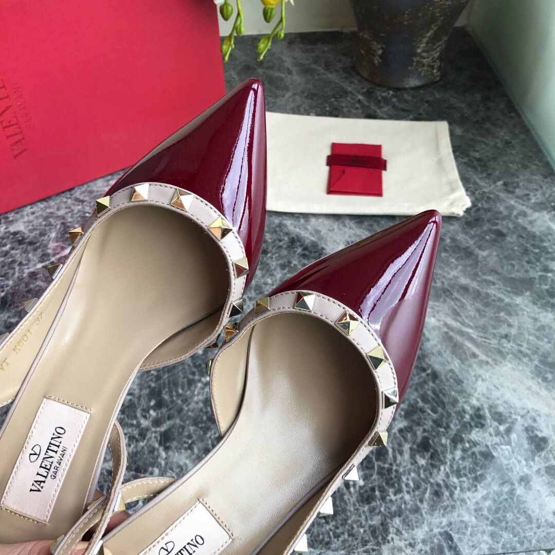 Valentino Garavani Rockstud Patent Leather Slingback Pump 65mm Uw2s0h14