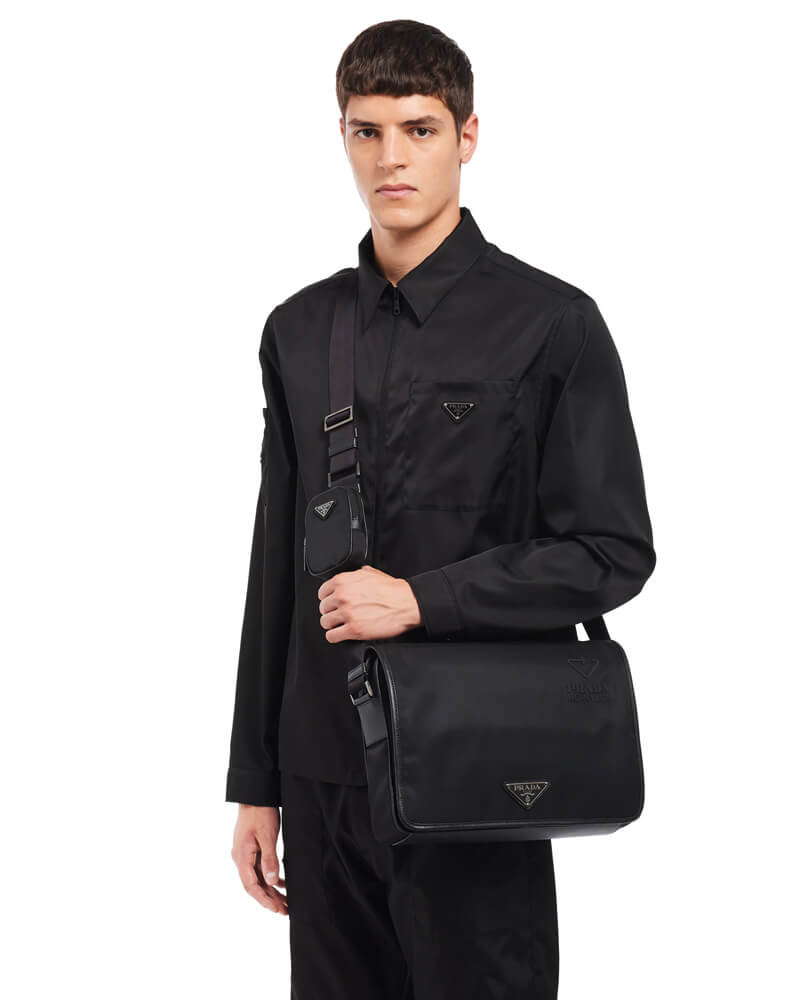 Prada Re-Nylon and Saffiano Leather Shoulder Bag 2VD039