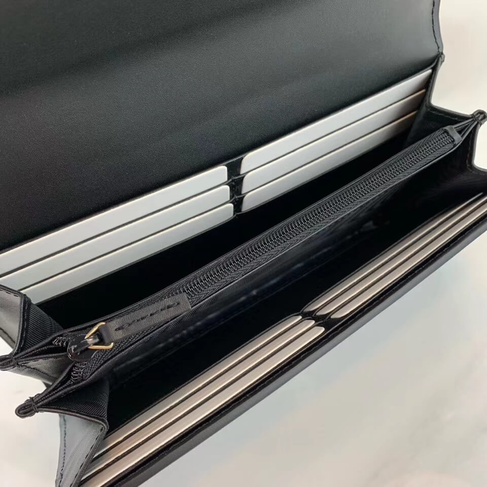 Gucci Black Signature Leather Continental Wallet 410100