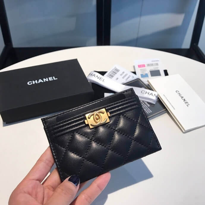 Chanel Sheepskin Boy Card Holder A84431