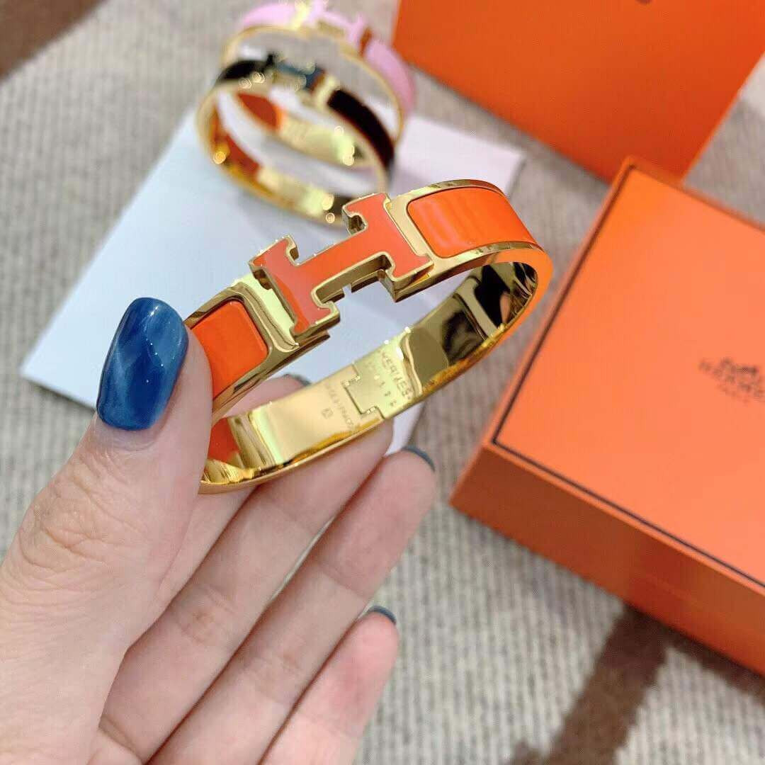 Hermes Narrow Clic Clac H Enamel Bracelet