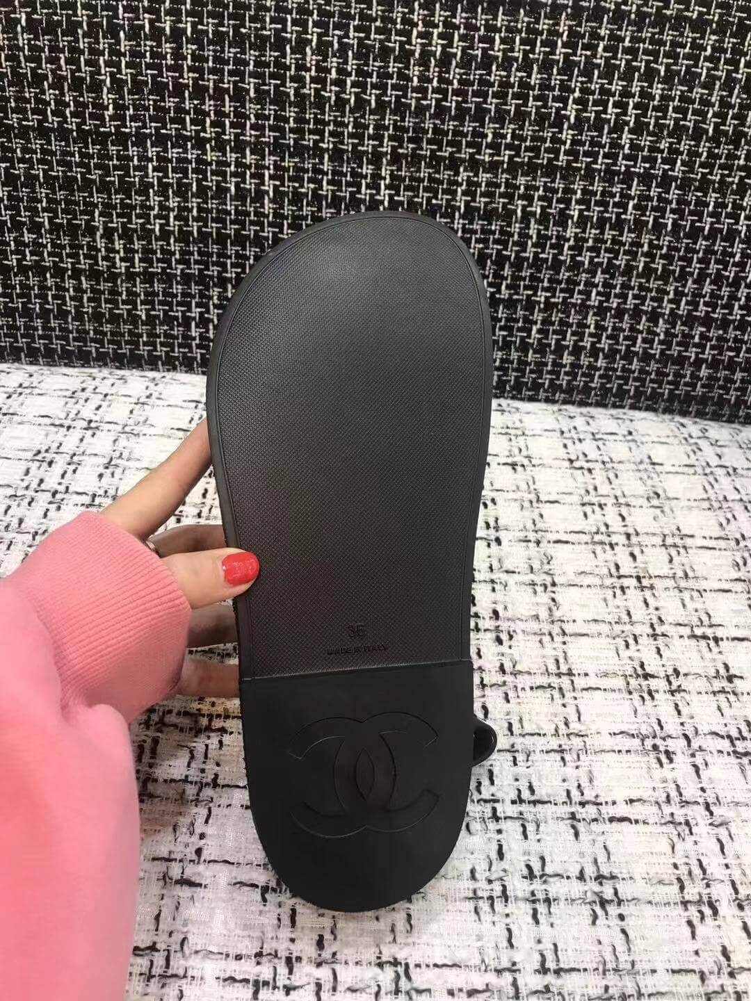 Chanel Velcro Sandals G31848 Black/Silver