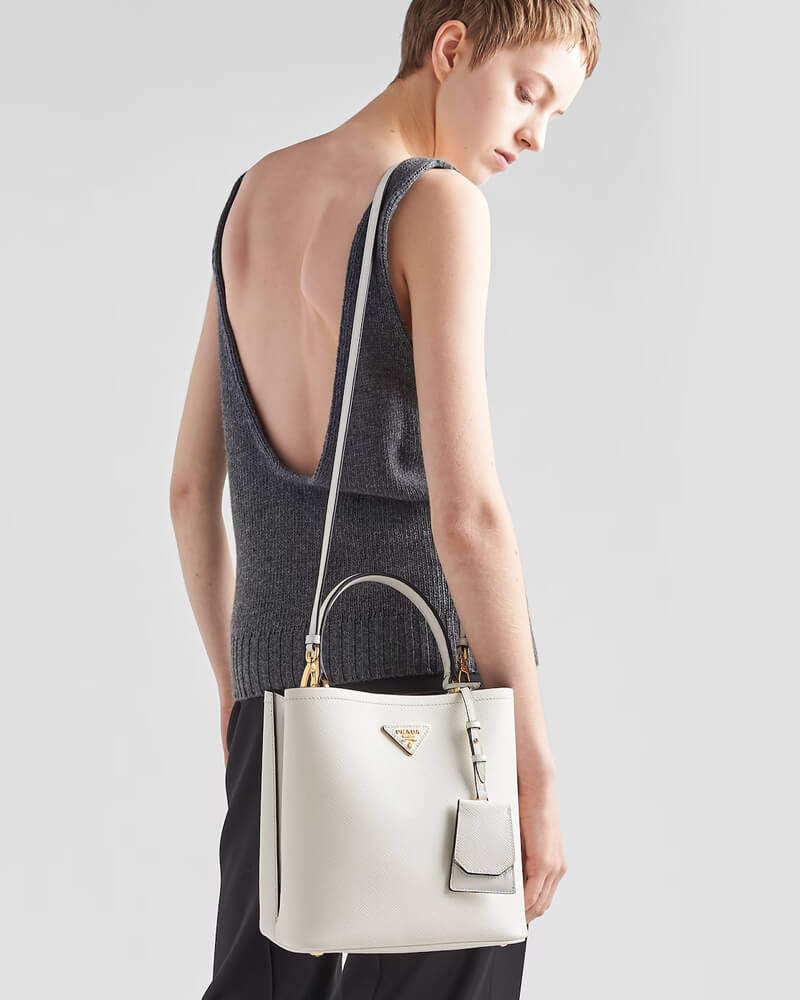 Prada Saffiano Leather Medium Panier Bag 1BA212