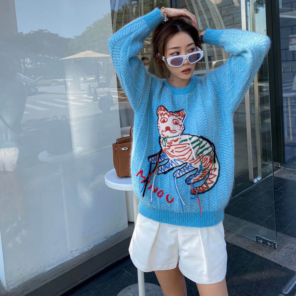 Gucci Mohair Sweater With Cat Intarsia 636104