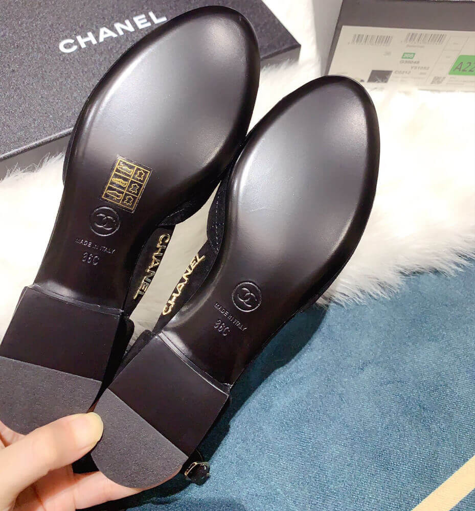 Chanel Suede Calfskin & Grosgrain Mary Janes G36048
