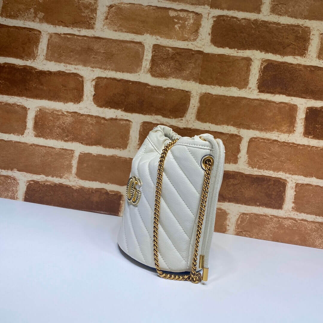 Gucci GG Marmont Mini Bucket Bag 575163 White