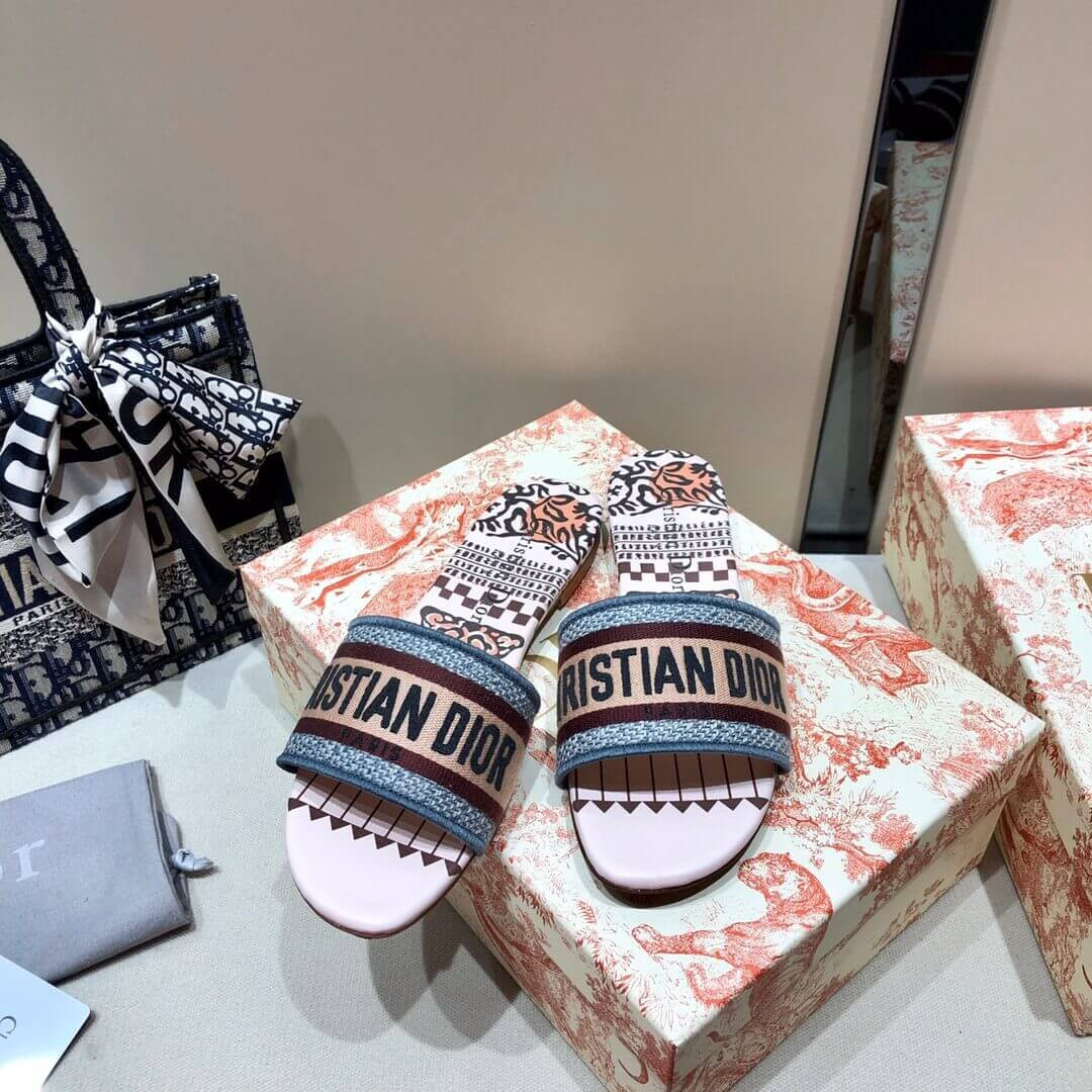 Dior Dway Mule In Embroidered Cotton KCQ3004