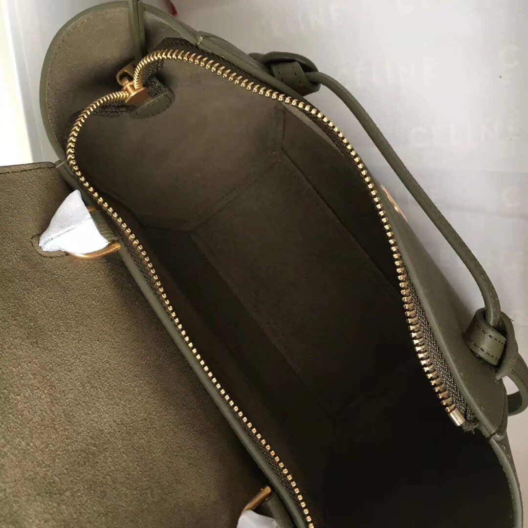 Celine Micro Belt Bag In Grained Calfskin 189153 Army Green