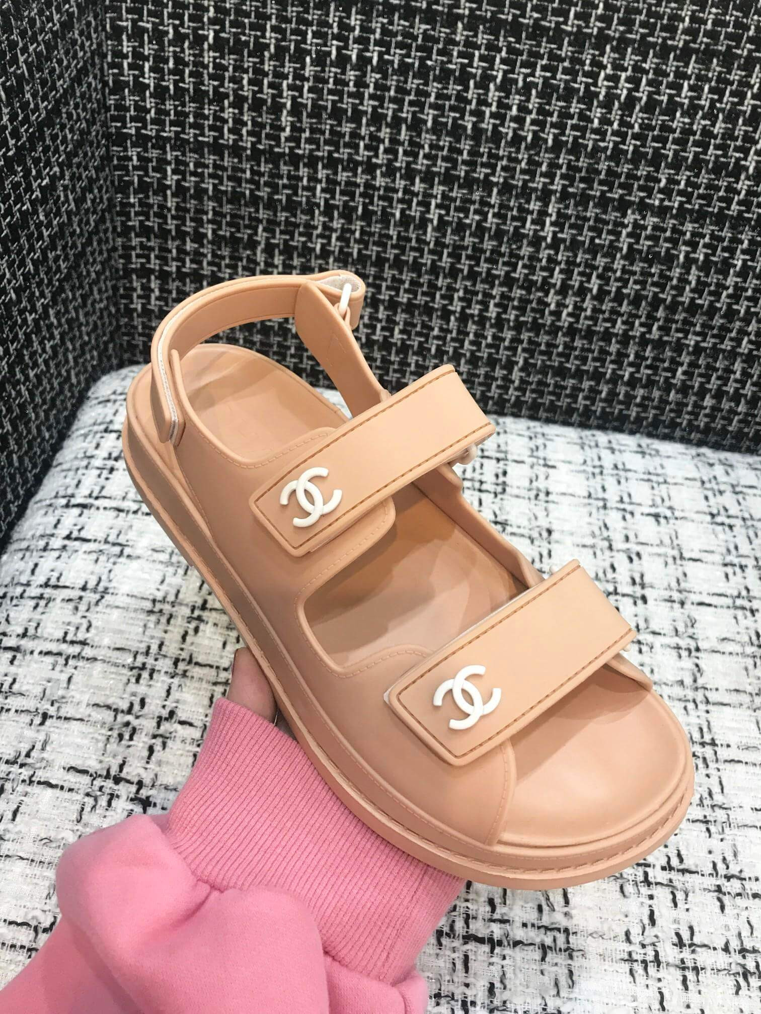 Chanel Velcro Sandals G31848 Apricot