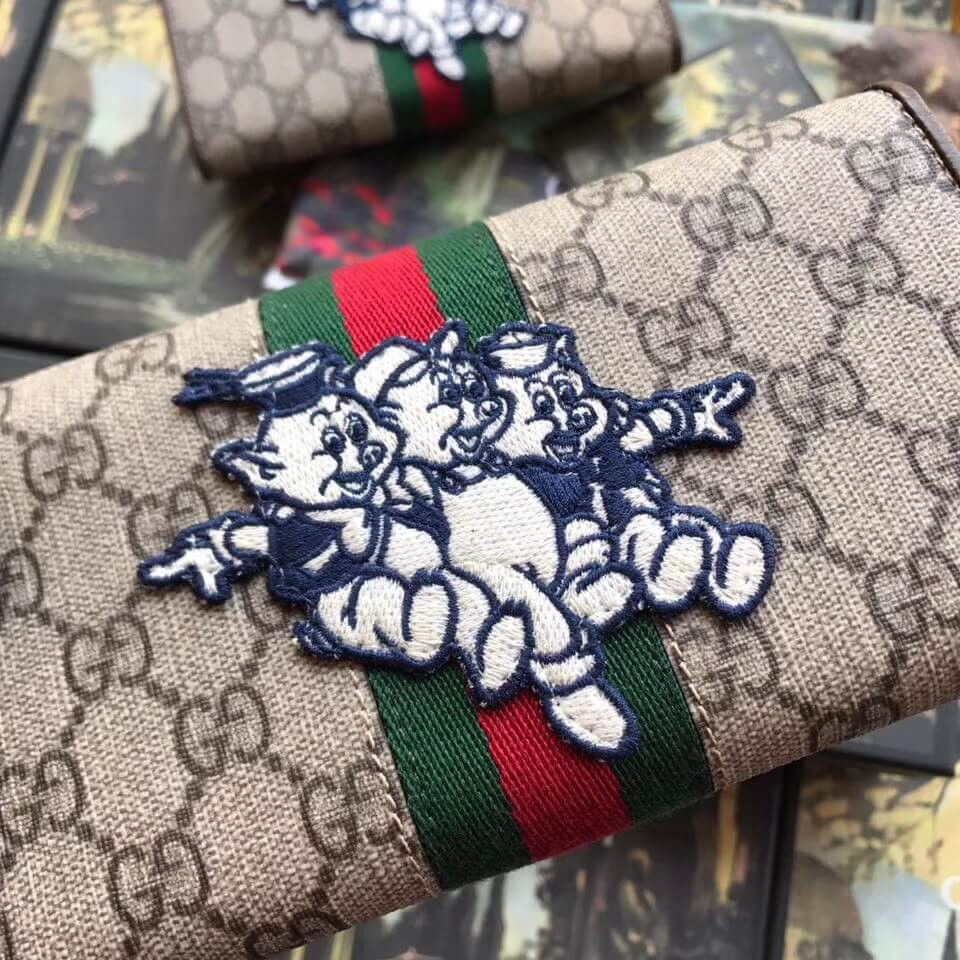 Gucci GG Continental Wallet with Three Little Pigs 557803
