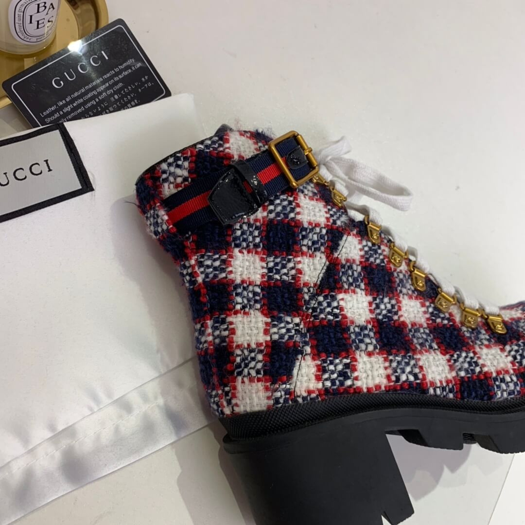 Gucci Check Tweed Ankle Boot 578585