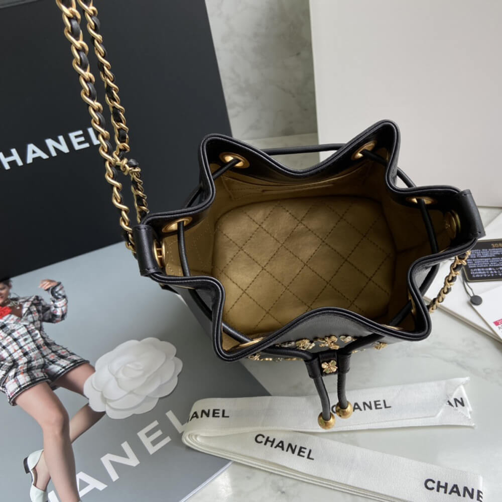 Chanel Studded CC Detail Drawstring Bucket Bag AS1883