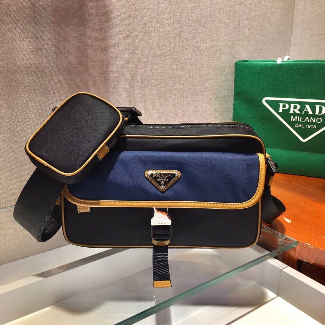 Prada Nylon Cross-Body Bag 2VH074 Black/Blue/Yellow