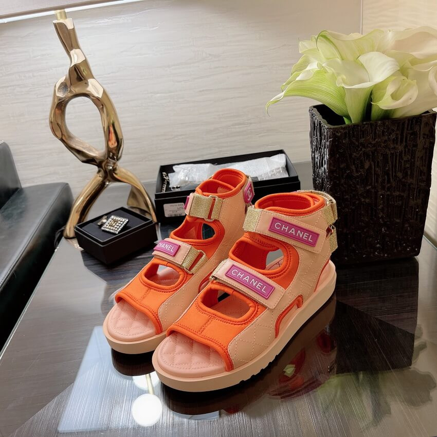 Chanel Goatskin with Fabric Sandals G37231