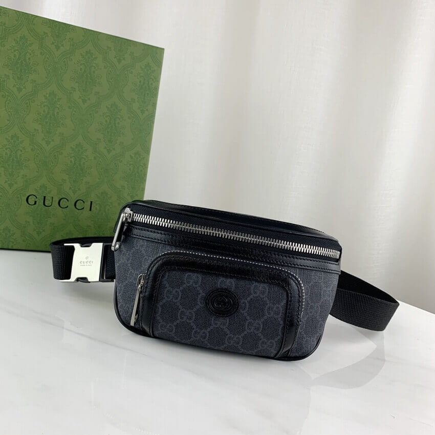Gucci Belt Bag with Interlocking G in Black GG Supreme 682933