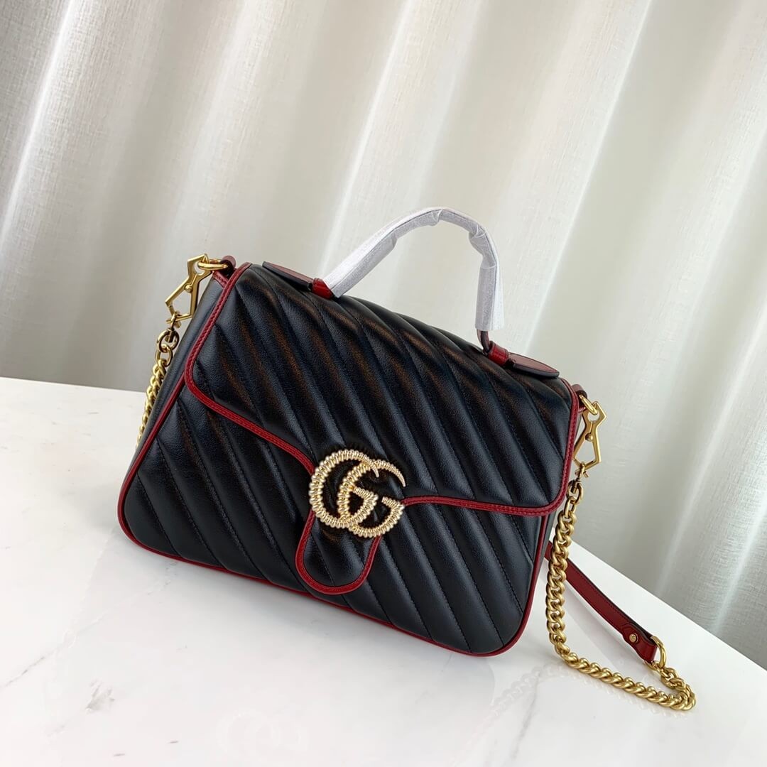 Gucci GG Marmont Small Top Handle Bag 498110 Black