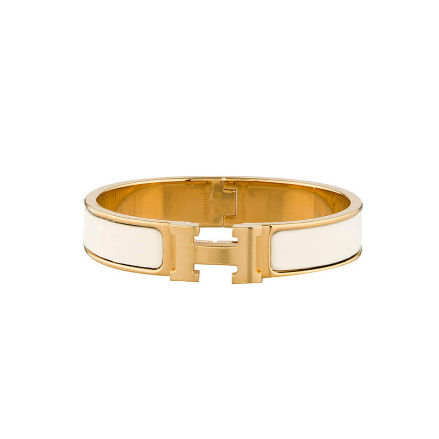 Hermes Narrow Clic H Bracelet In White