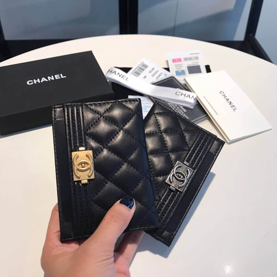 Chanel Sheepskin Boy Card Holder A84431