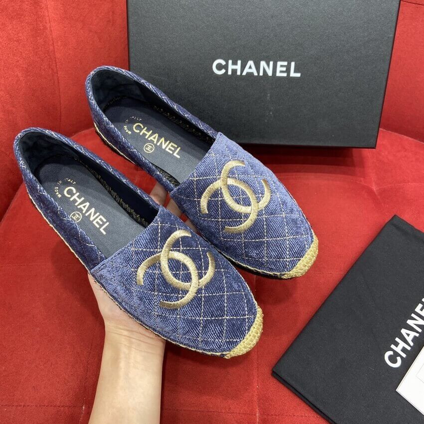 Chanel CC Logo Velvet Espadrilles G32910