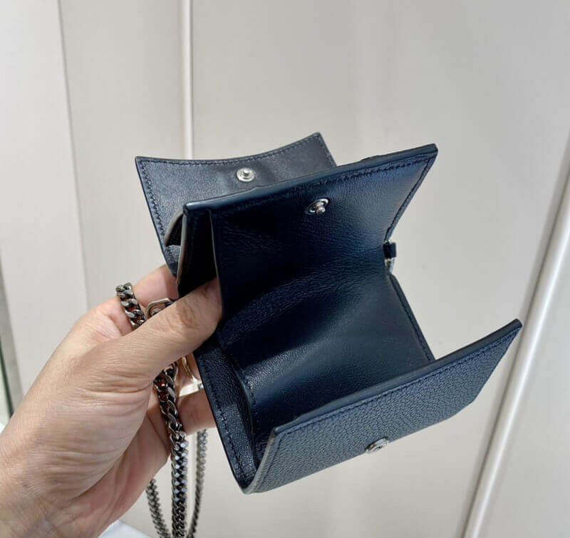 Balenciaga Black Hourglass Chain Strap Leather Wallet