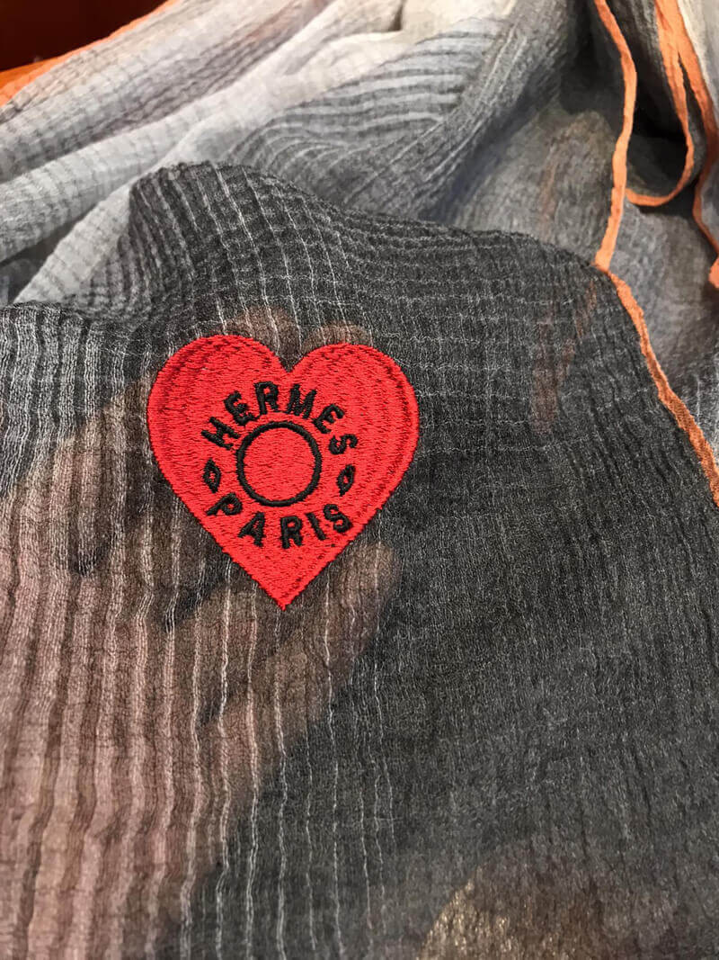 Hermes Silk Scarf with Heart Logo H2201