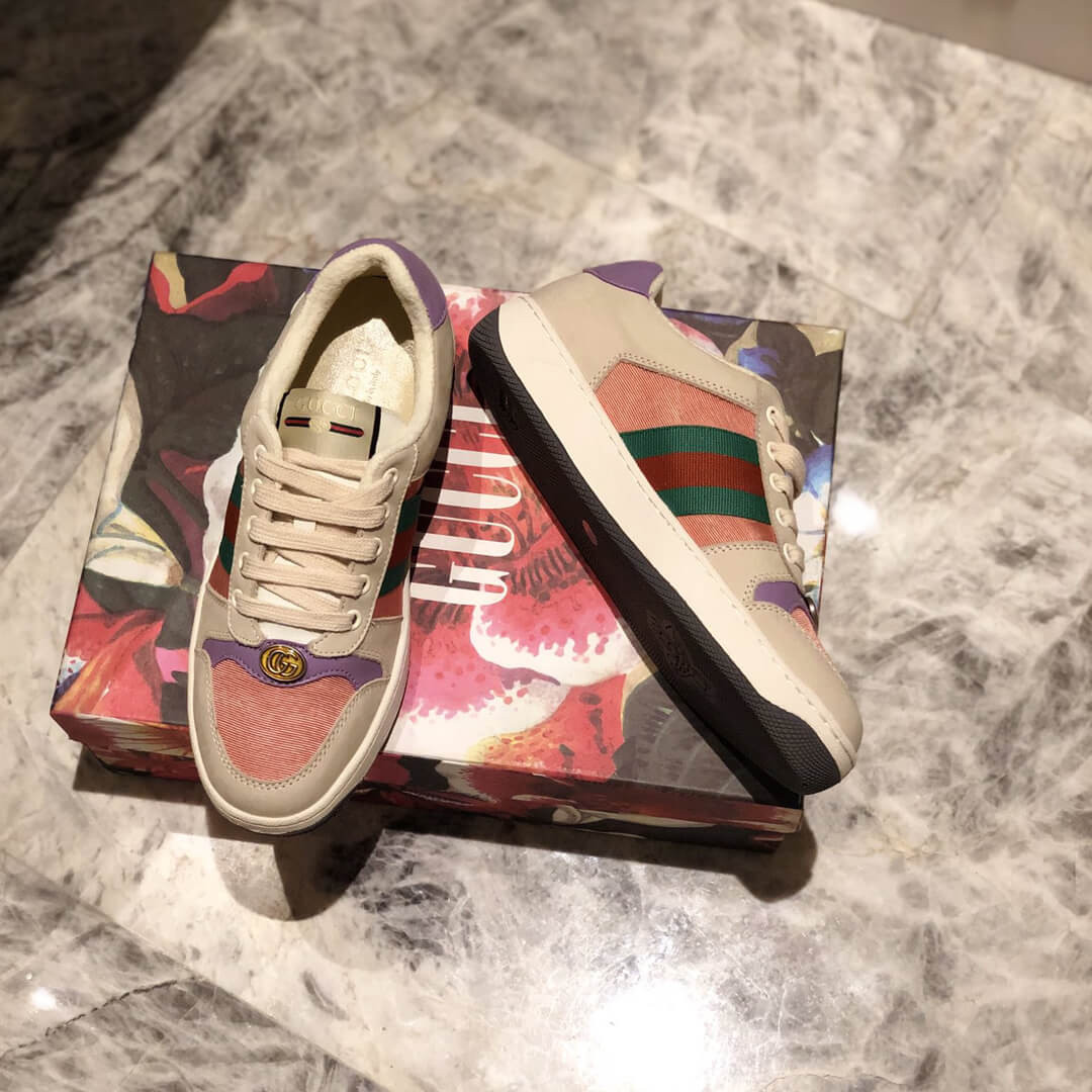 Gucci Screener Leather Sneaker 577684 Pink