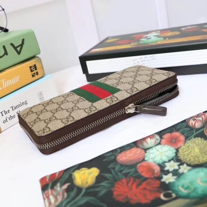 Gucci Web GG Supreme Zip Around Wallet 408831