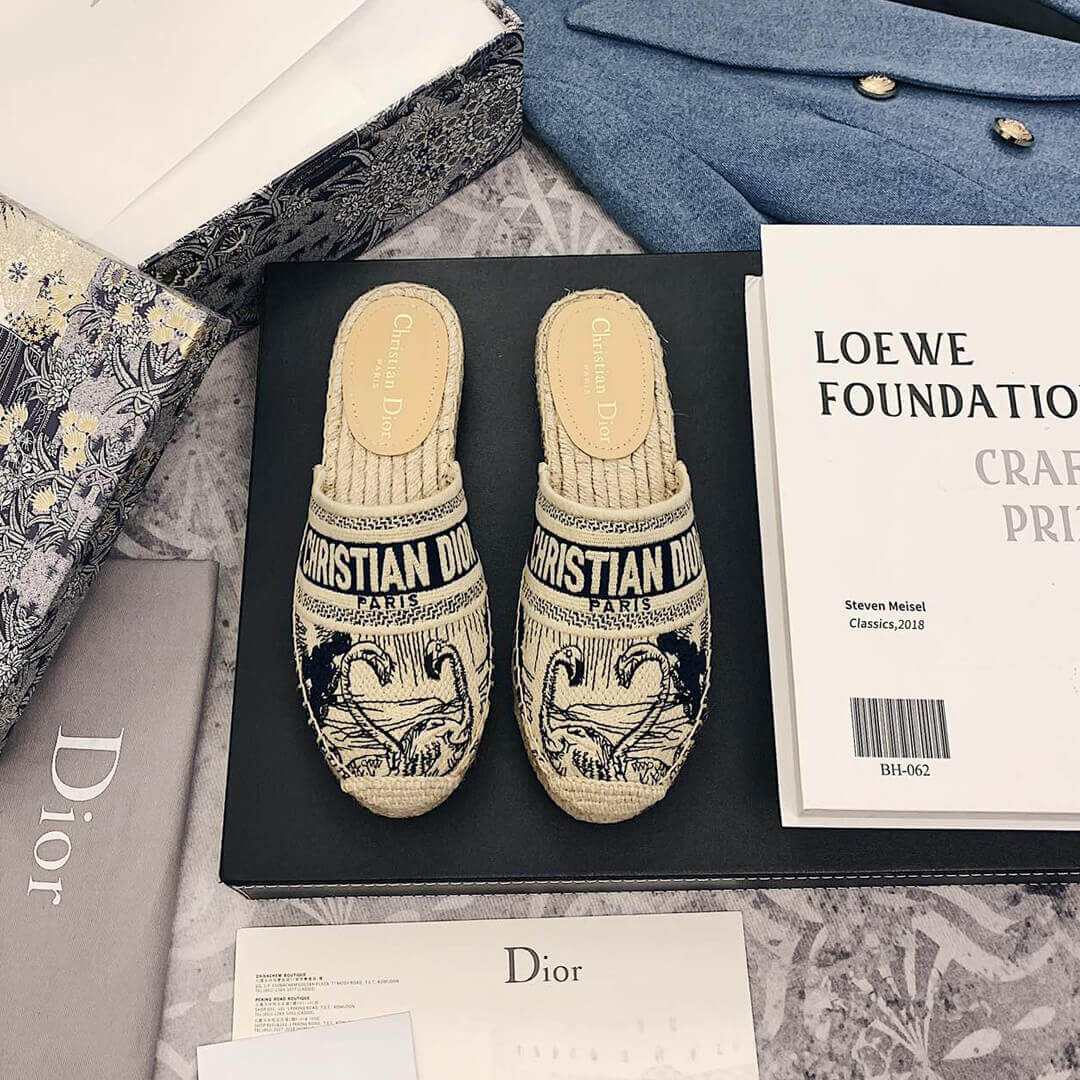 Dior Granville Mule Oblique Embroidered Cotton KCB593