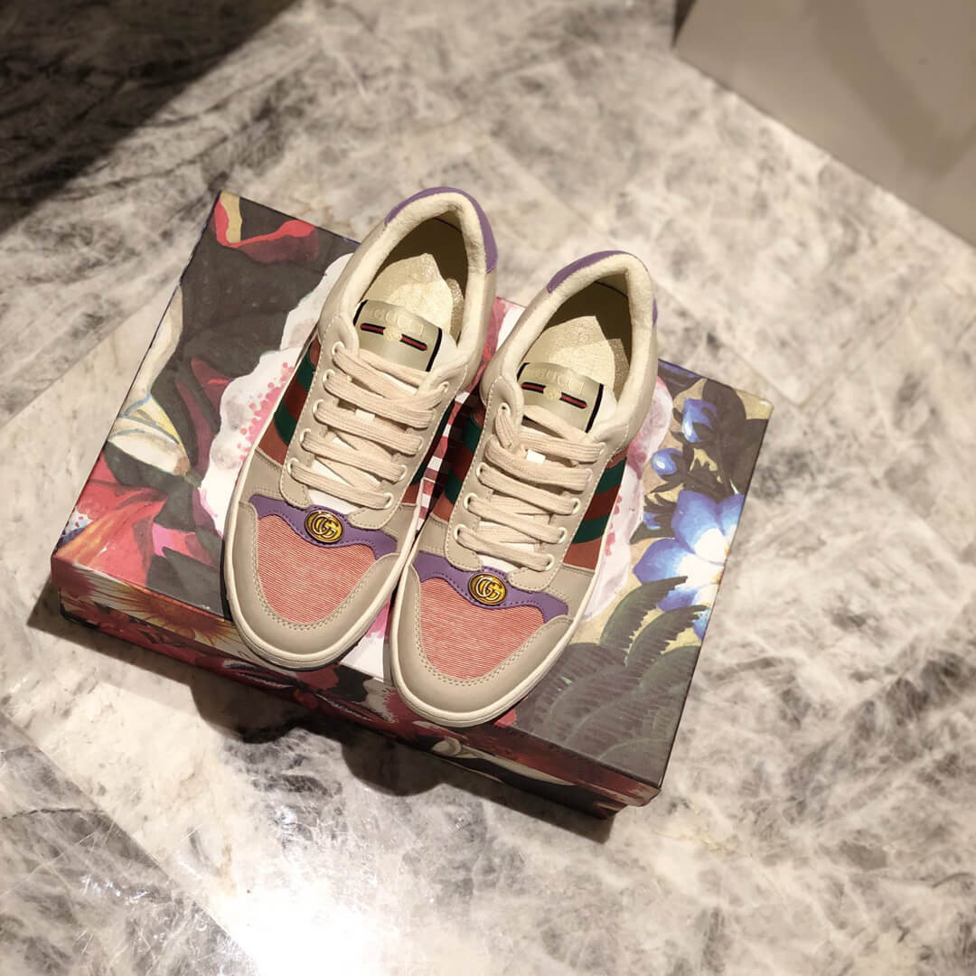 Gucci Screener Leather Sneaker 577684 Pink