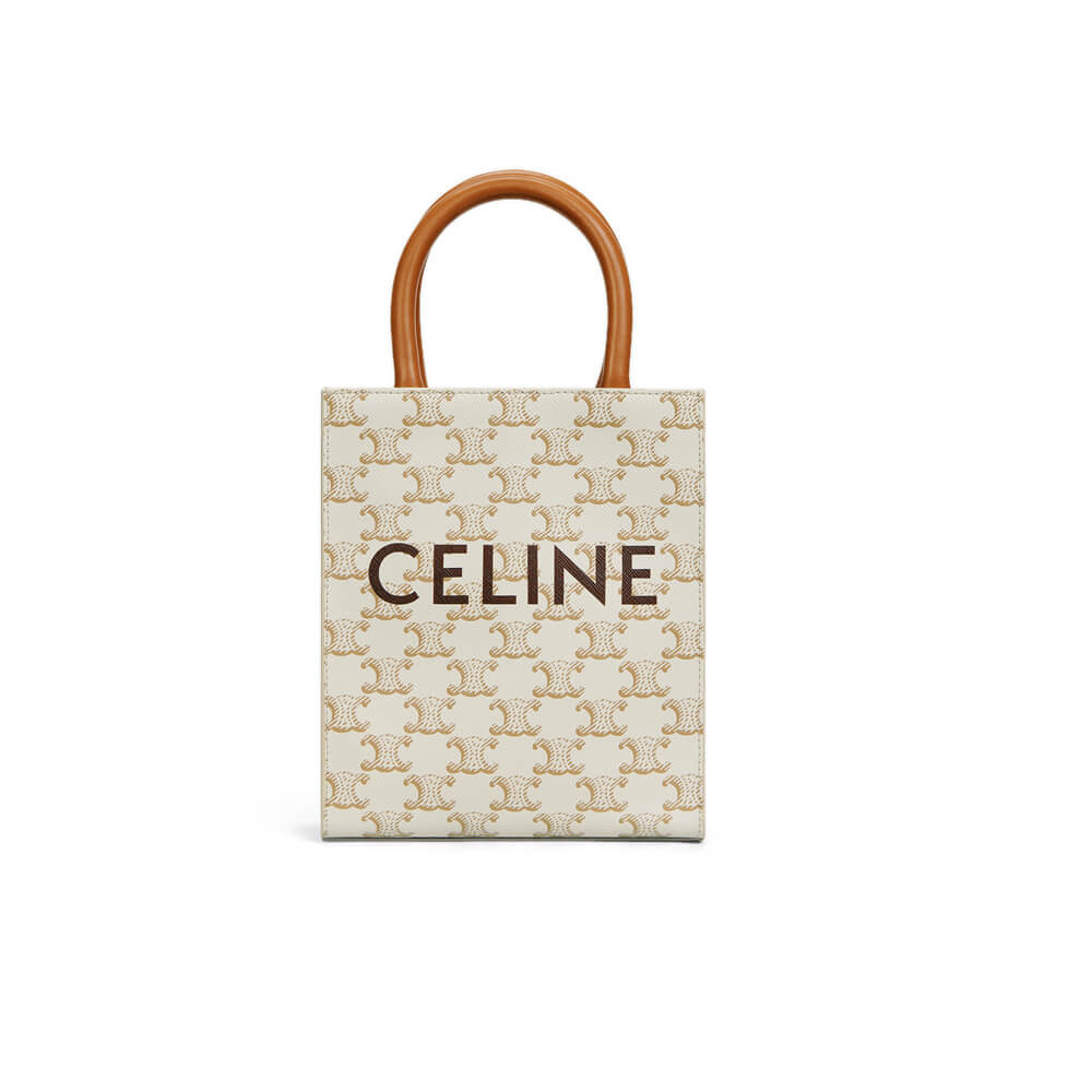 Celine Mini Vertical Cabas In Triomphe Canvas 194372 White
