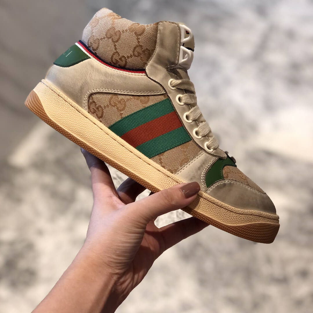 Gucci Screener GG High-Top Sneaker 563730 Green