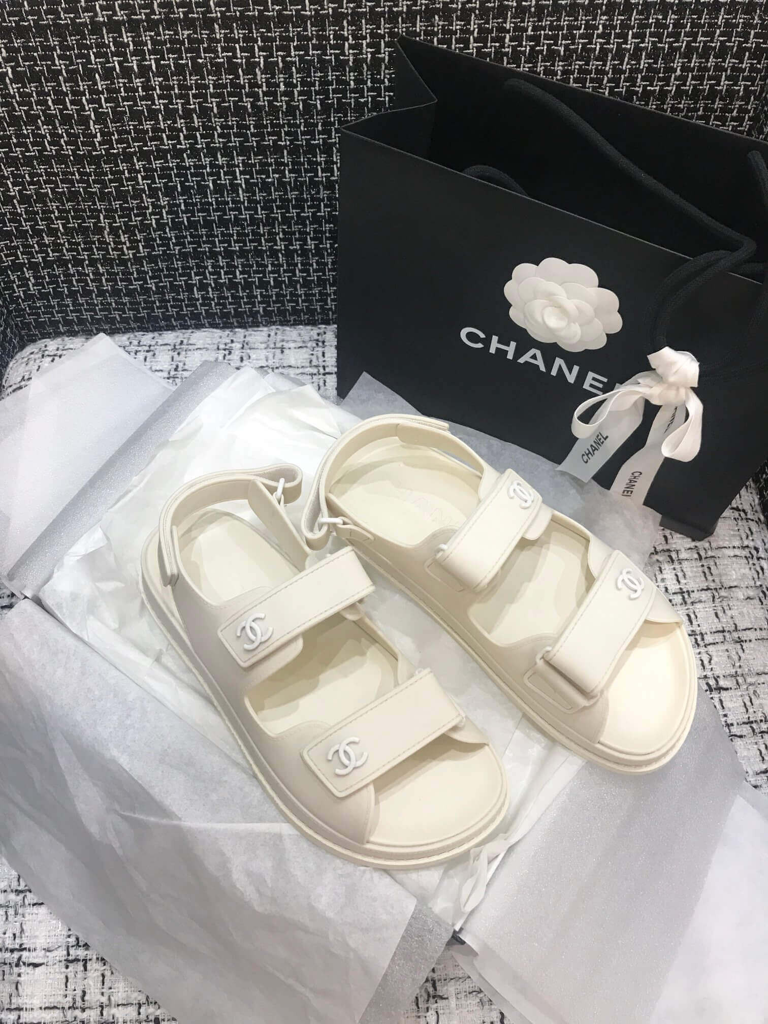 Chanel Velcro Sandals G31848 White