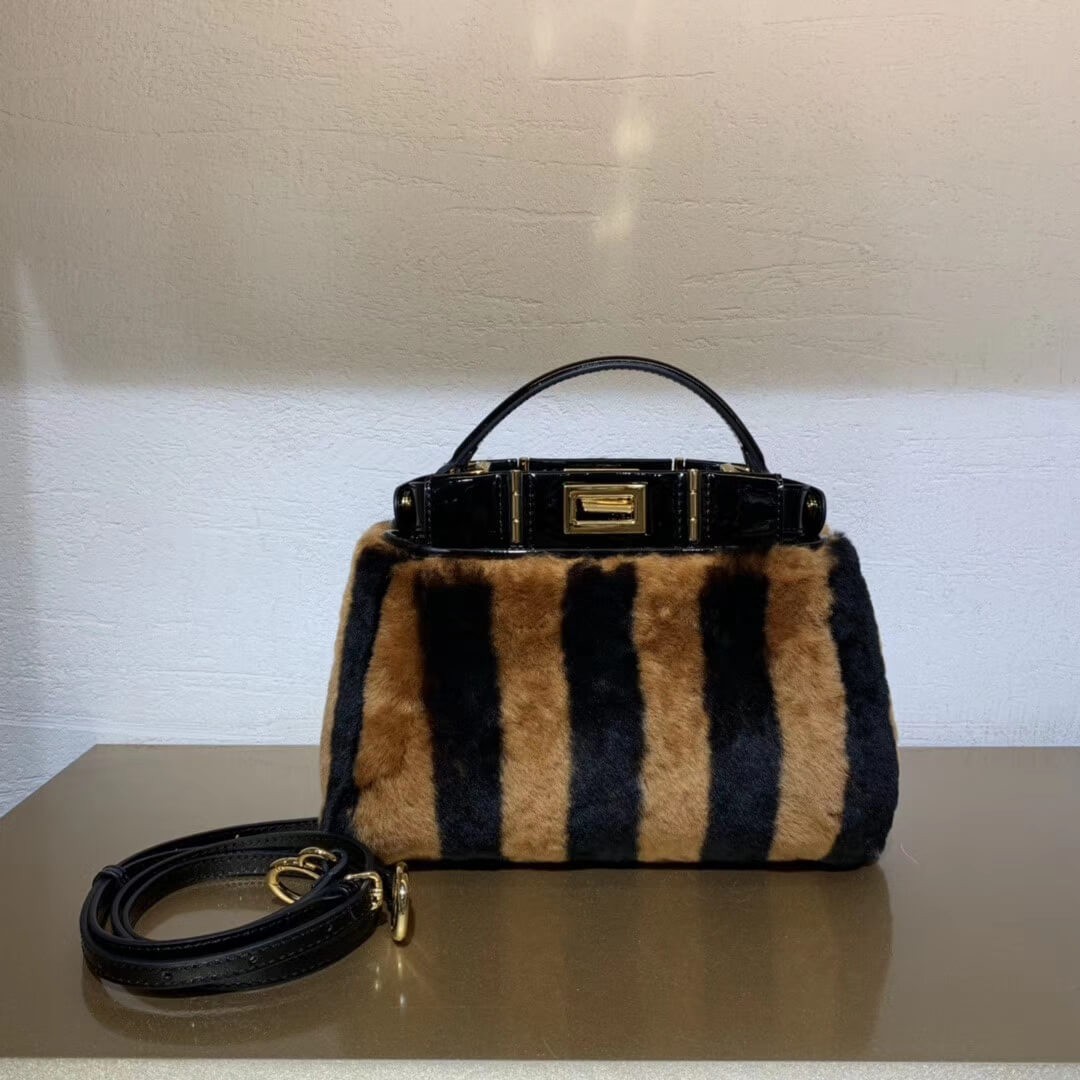 Fendi Peekaboo Iconic Mini Black Mink Bag 8BN244