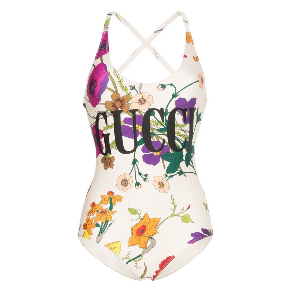 Gucci Logo Floral Print One Piece Swimsuit 501899