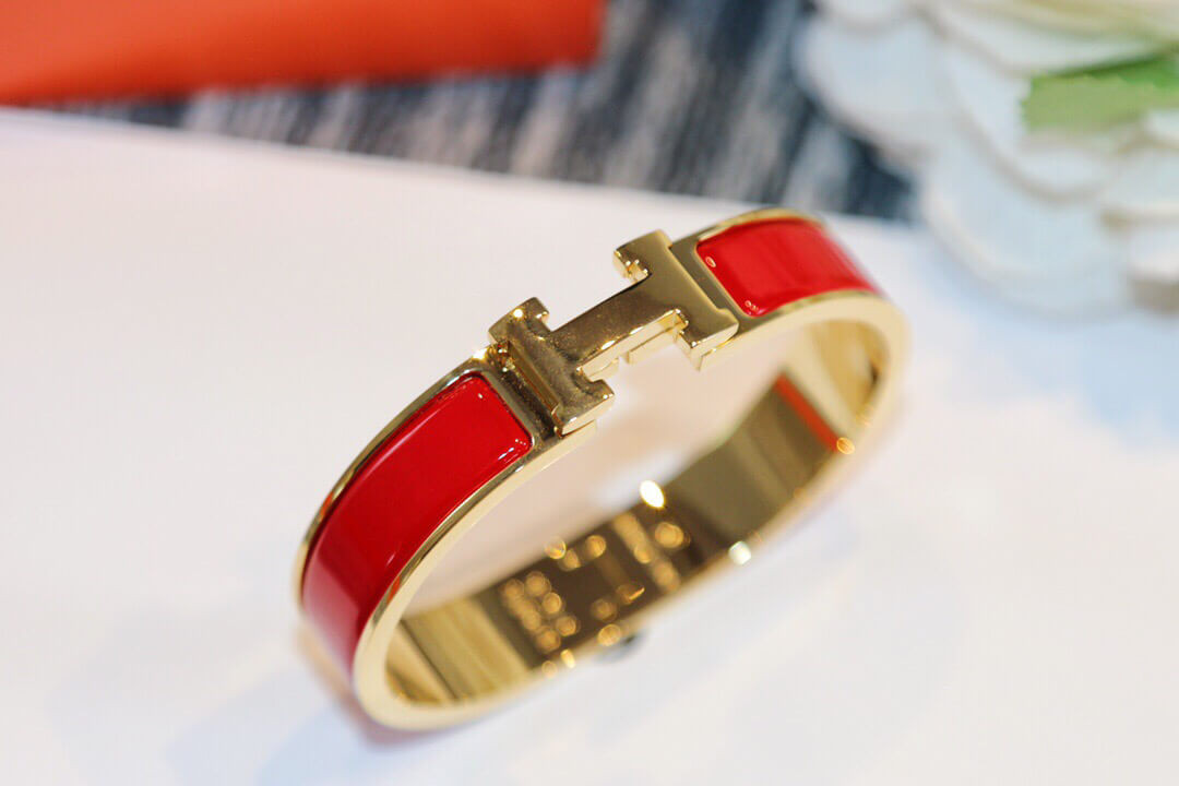 Hermes Narrow Clic H Bracelet In Red