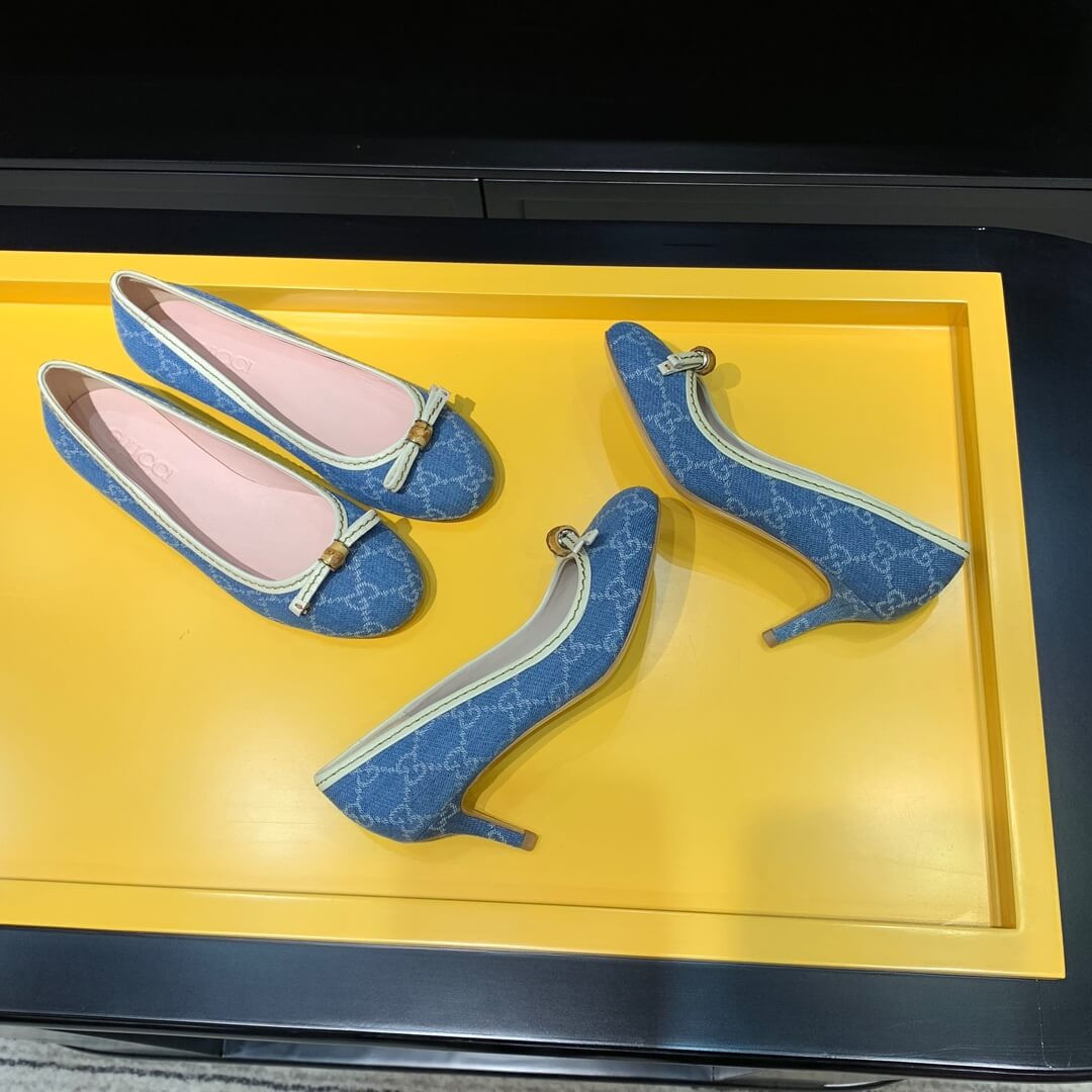 Gucci Canvas Ballerinas 423167 Light Blue