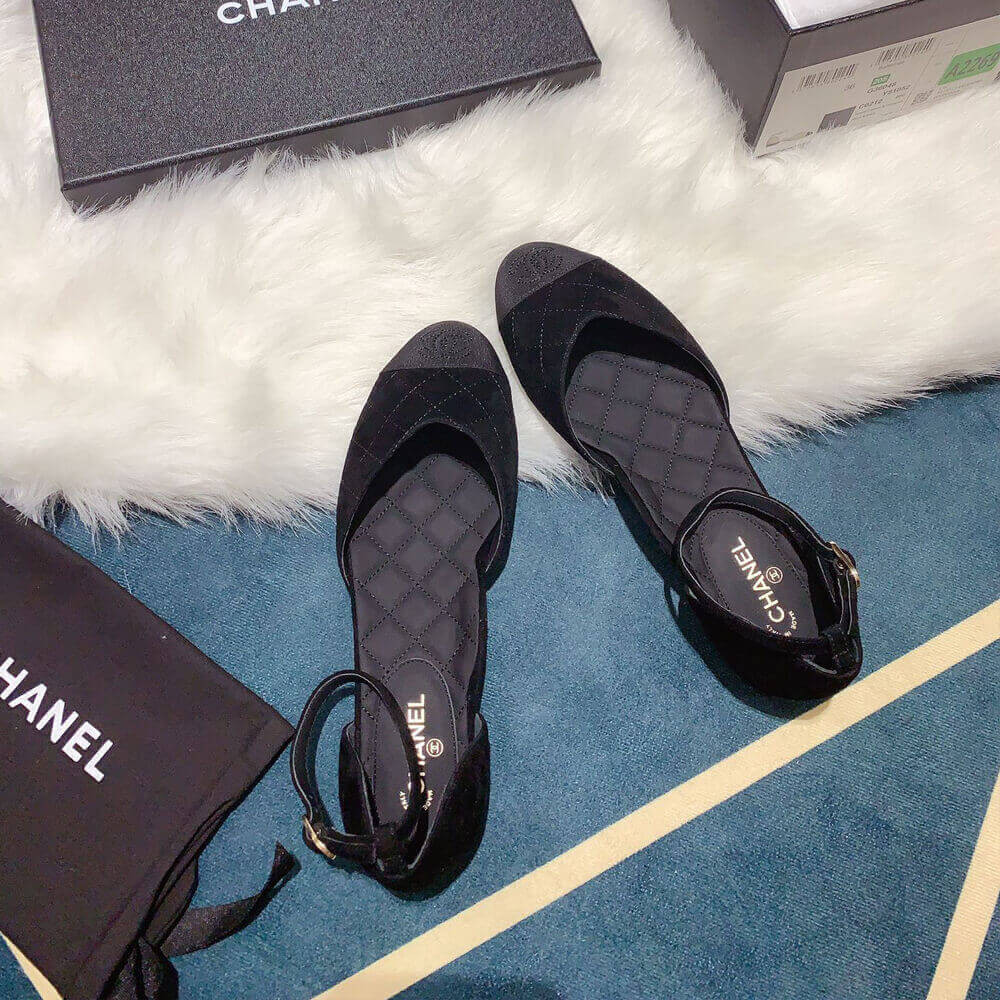 Chanel Suede Calfskin & Grosgrain Mary Janes G36048