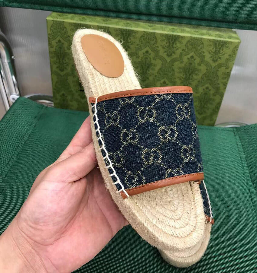 Gucci Jacquard GG Denim Sandal