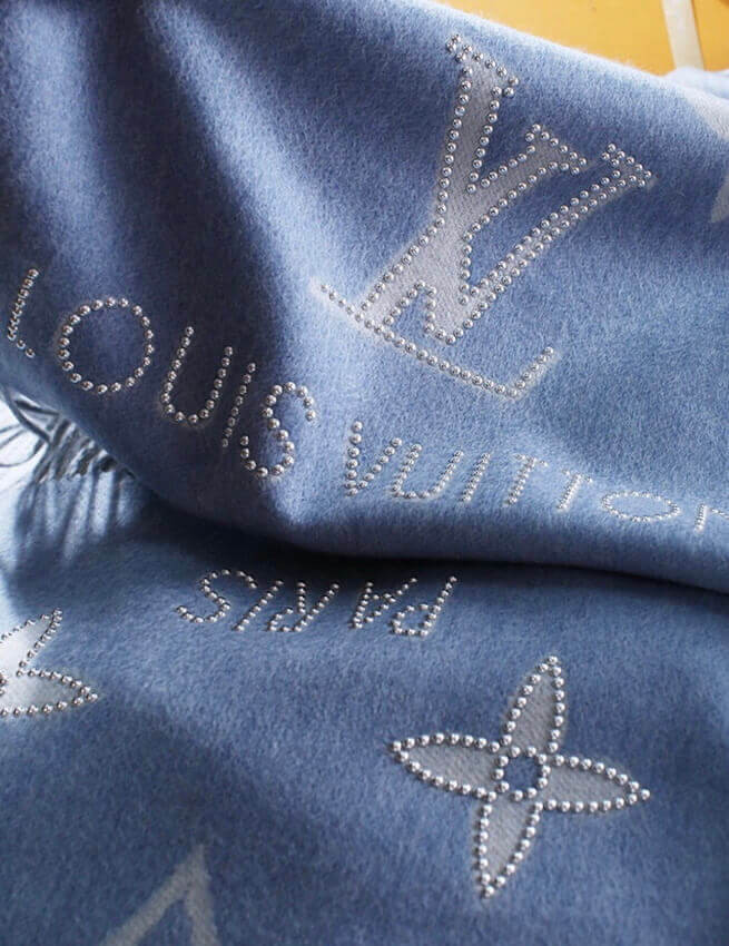 Louis Vuitton Studdy Reykjavik Scarf M76076 Denim Blue