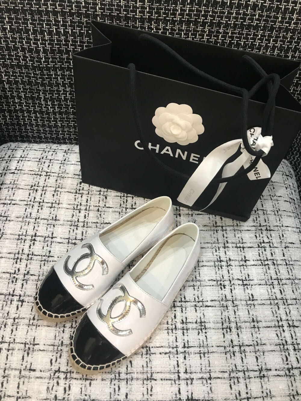 Chanel Patent Calfskin & Metallic Goatskin Espadrilles G29762