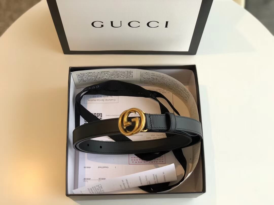 Gucci 20mm Leather Belt With Double G Buckle 409417