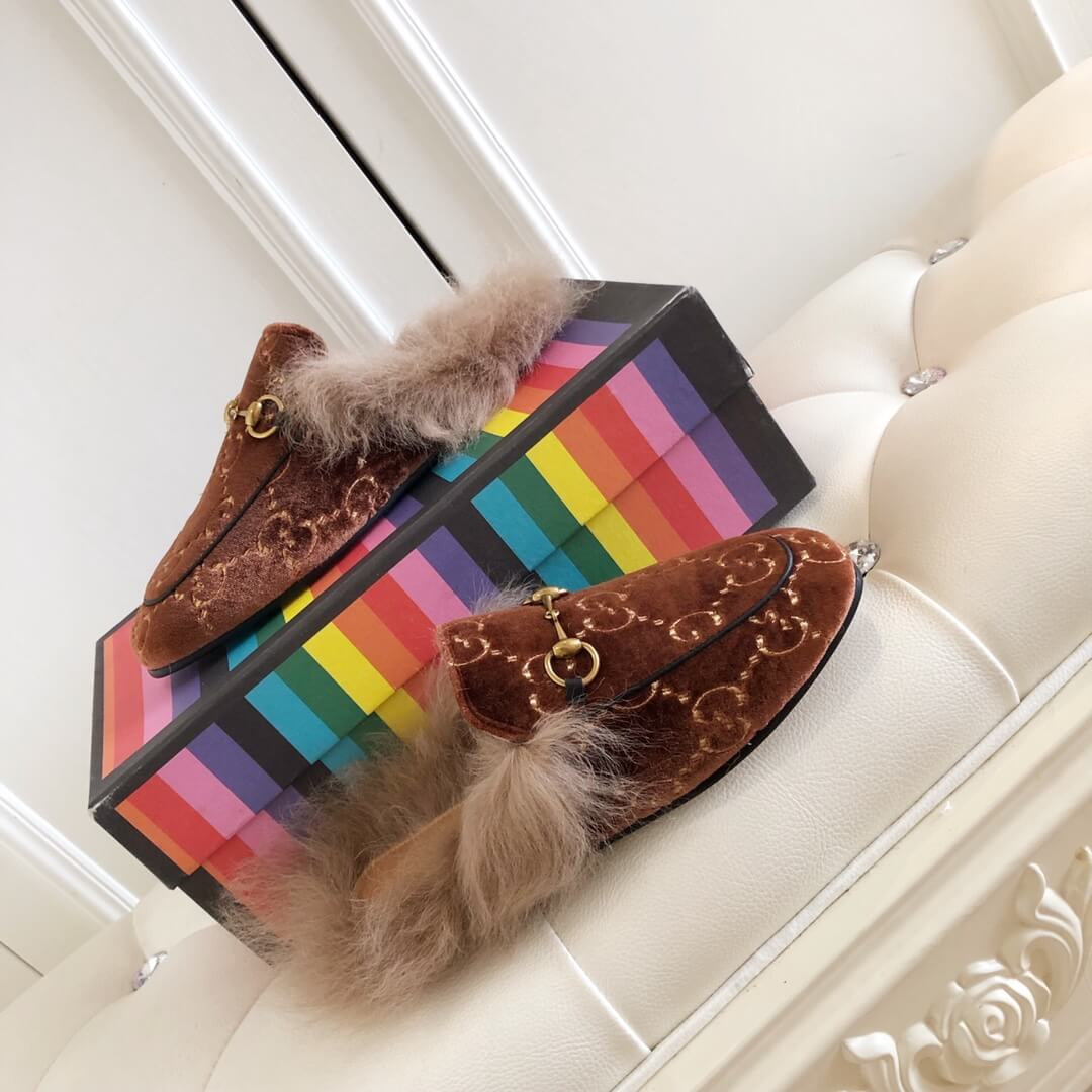 Gucci Princetown GG Velvet Slipper 448657