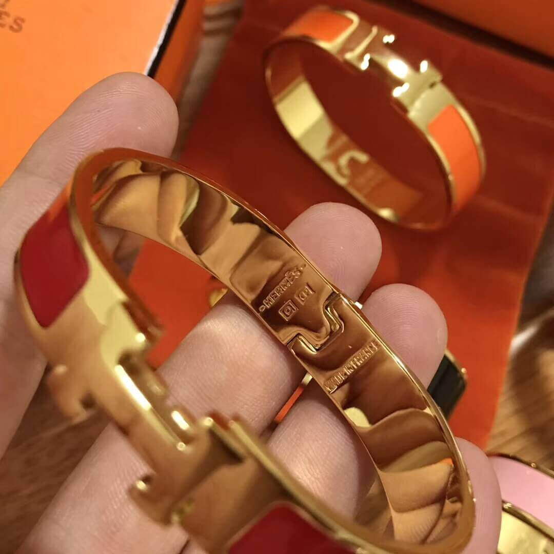 Hermes Narrow Clic H Bracelet In Red